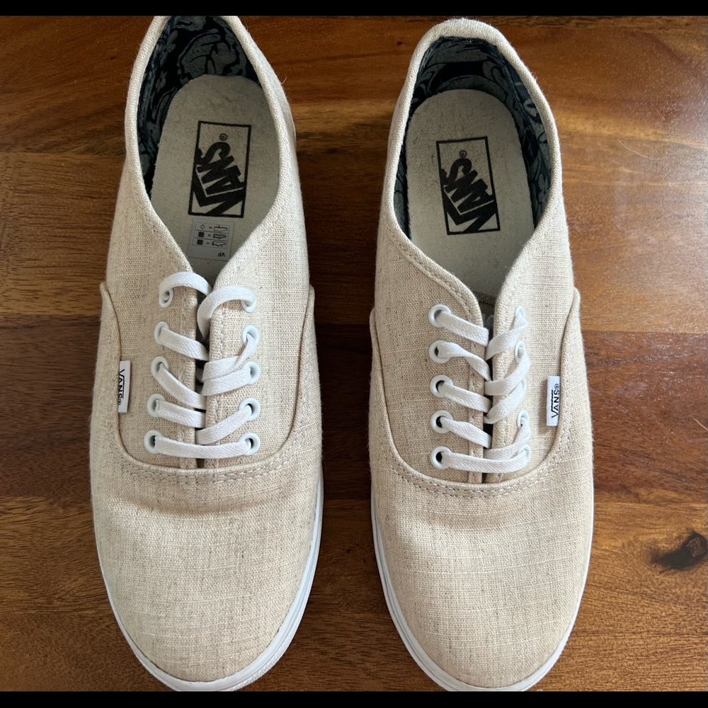 Light Khaki/Tan Vans. Womens Size 10. Mens Size 8.5